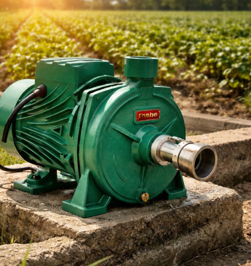 Diferença entre Bomba Monoestágio e Multiestágio: qual escolher? 2 Bomba centrífuga monoestágio Thebe B-15 1,5 CV em operação, bombeando água para irrigação agrícola em área rural.